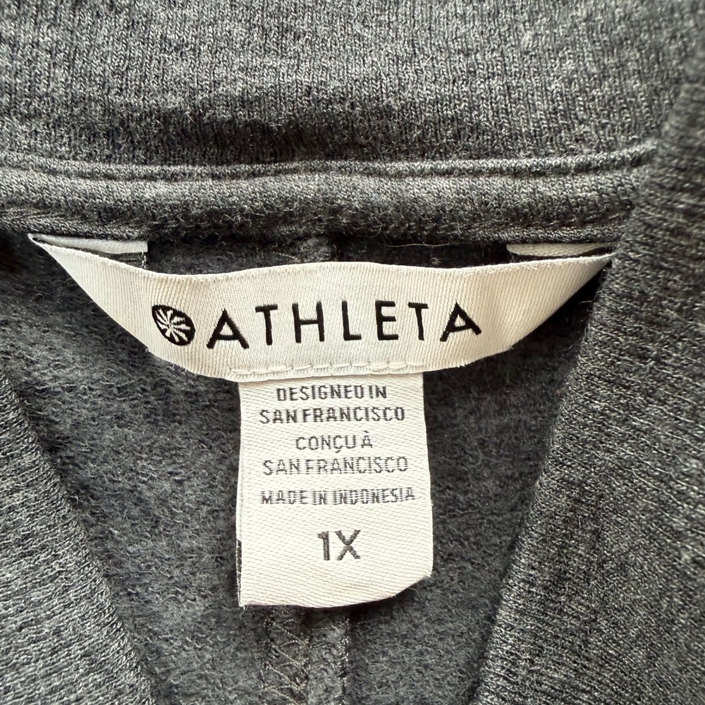 Athleta Clarity Luxe V-Neck Sweatshirt Charcoal Grey Oversized Pullover 1X Soft - Picture 5 of 7